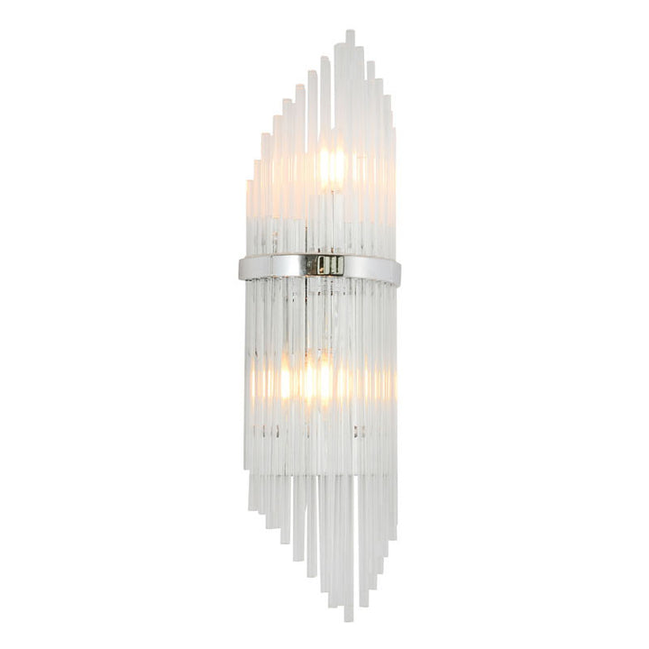 Frame Wall Sconce with Clear Glass Rods in Chrome by Bethel