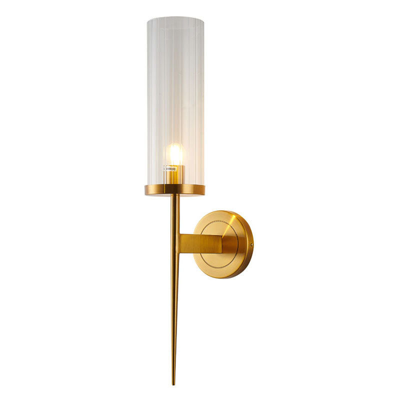 Frame Wall Sconce with Clear Glass Shade in Antique Brass by Bethel