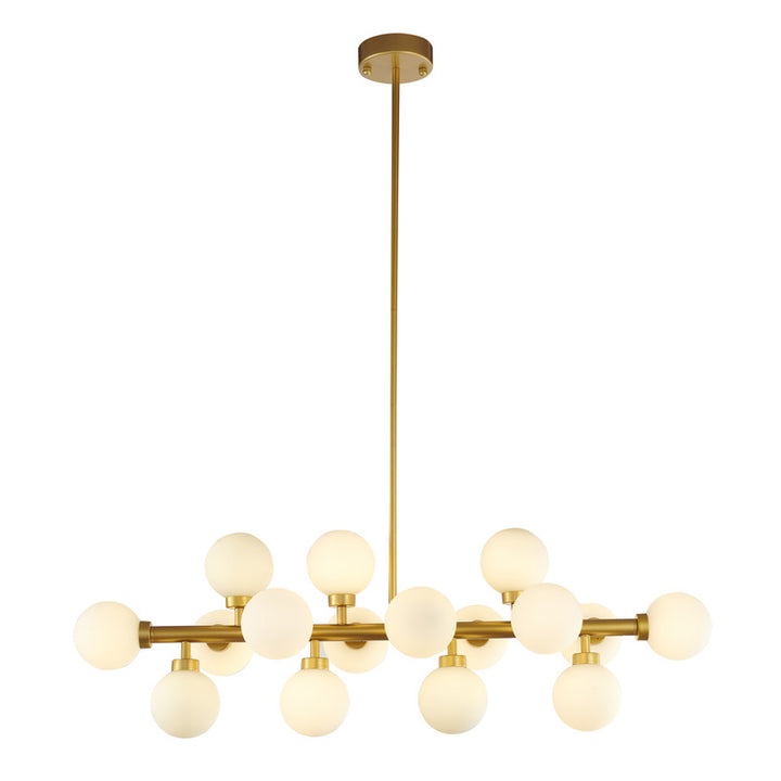 Metal Frame Chandelier with Milk Glass Shades in Gold by Bethel