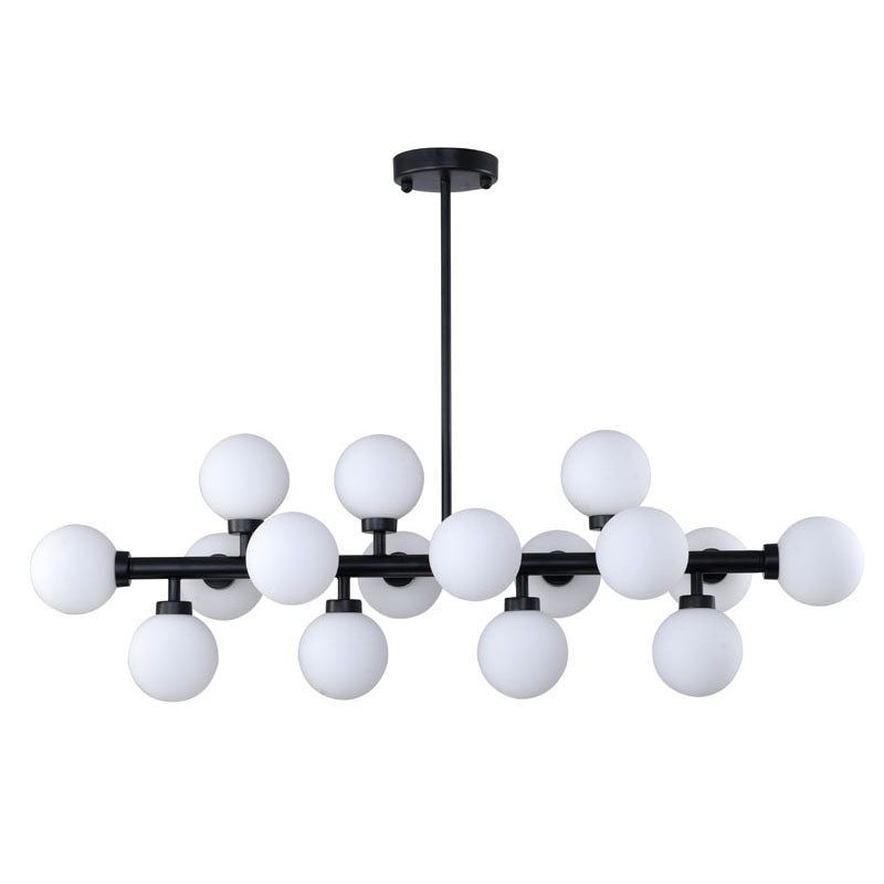 Metal Frame Chandelier with Milk Glass Shades by Bethel - view 2