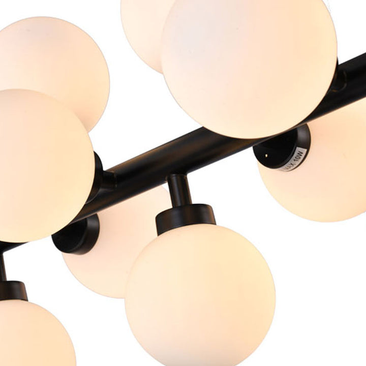Metal Frame Chandelier with Milk Glass Shades by Bethel - view 3