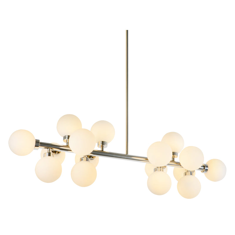 Metal Frame Chandelier with Milk Glass Shades in Chrome by Bethel