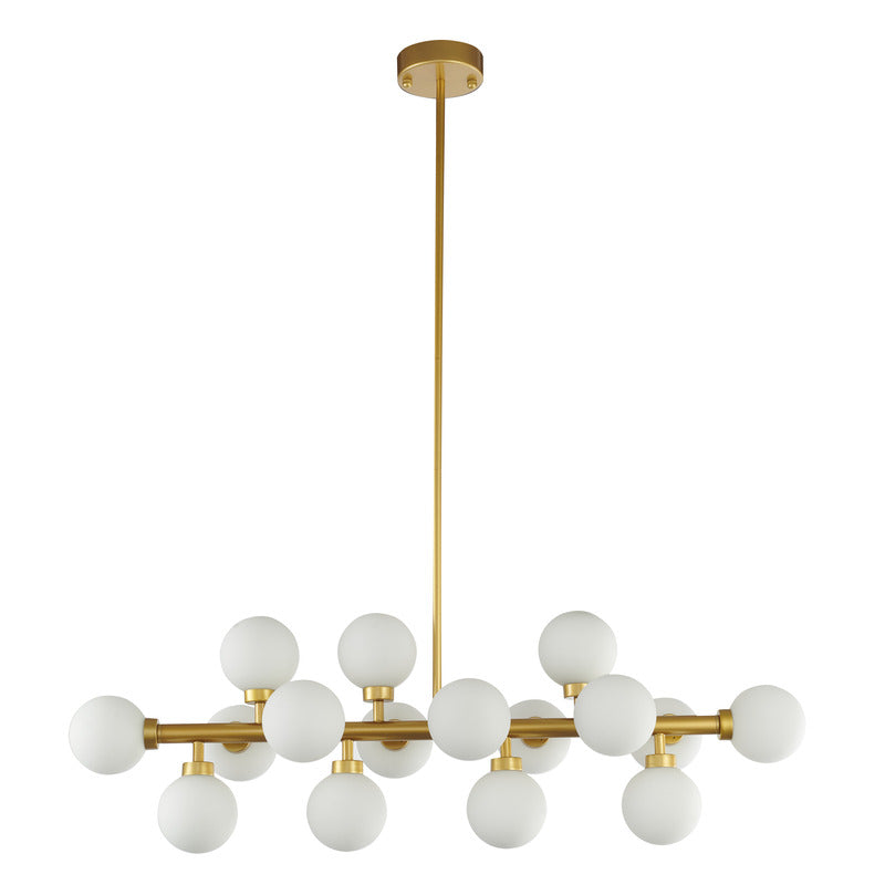 Metal Frame Chandelier with Milk Glass Shades by Bethel - view 15