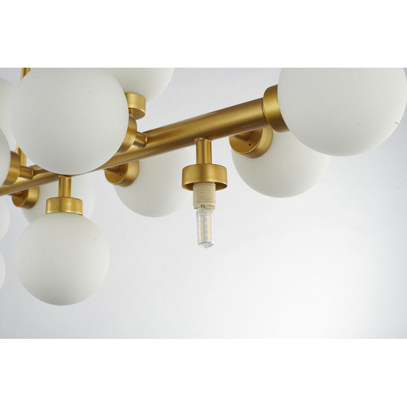 Metal Frame Chandelier with Milk Glass Shades by Bethel - view 17