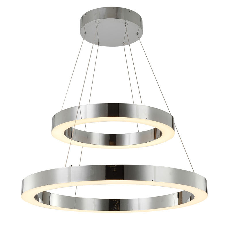 Stainless Steel Frame LED Light Fixture with Double Halo Ring in Chrome by Bethel