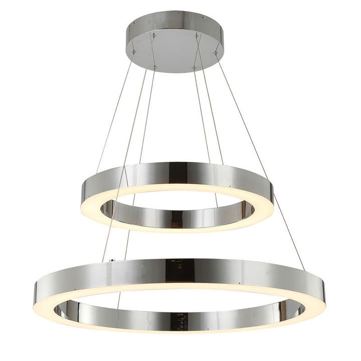 Stainless Steel Frame LED Light Fixture with Double Halo Ring in Chrome by Bethel