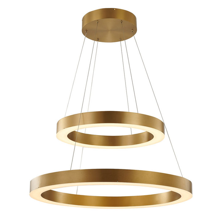 Stainless Steel Frame LED Light Fixture with Double Halo Ring in Gold by Bethel