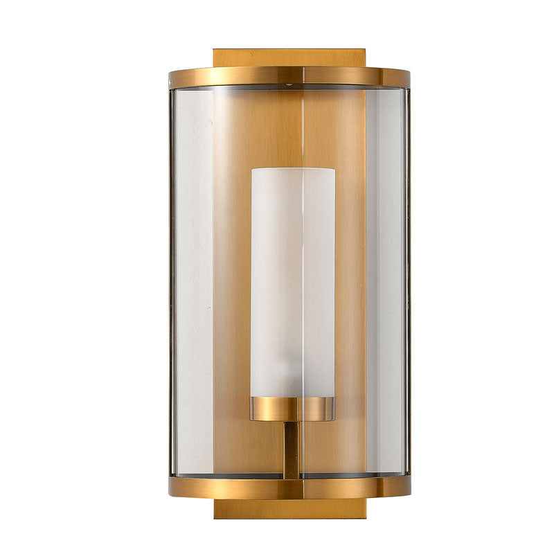 Antique Brass Frame with Glass Cover Wall Sconce by Bethel - view 2