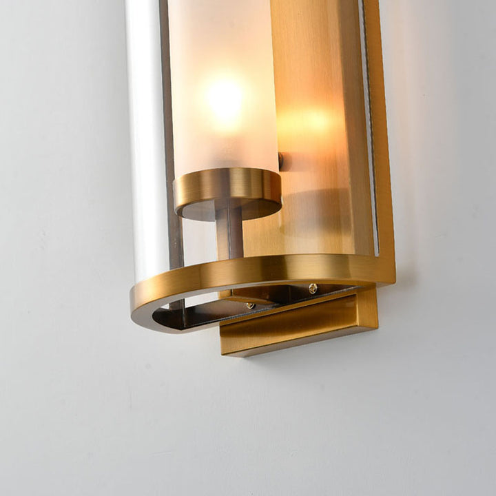 Antique Brass Frame with Glass Cover Wall Sconce by Bethel - view 3