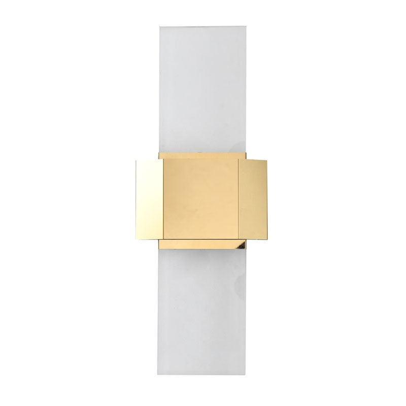 Gold Stainless Steel Frame LED Wall Sconce with Clear Crystal Blocks Upwards/downwards by Bethel - view 2