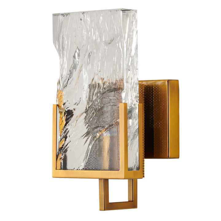 Gold Stainless Steel Frame Wall Sconce with Clear Crystal Plaque by Bethel - view 2