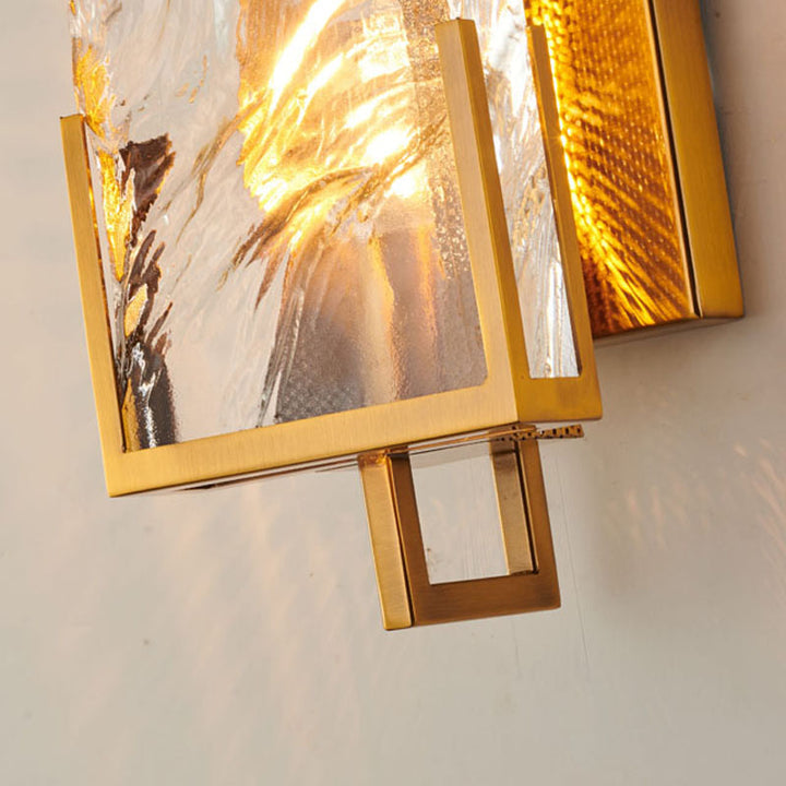 Gold Stainless Steel Frame Wall Sconce with Clear Crystal Plaque by Bethel - view 4
