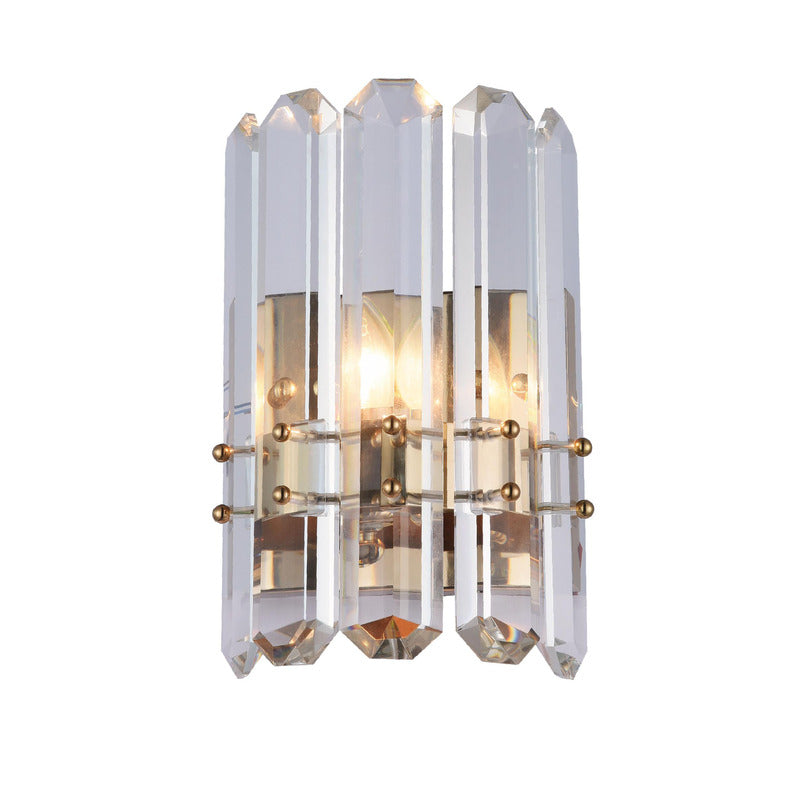 Frame Wall Sconce with Clear Crystal Plaques in Gold by Bethel