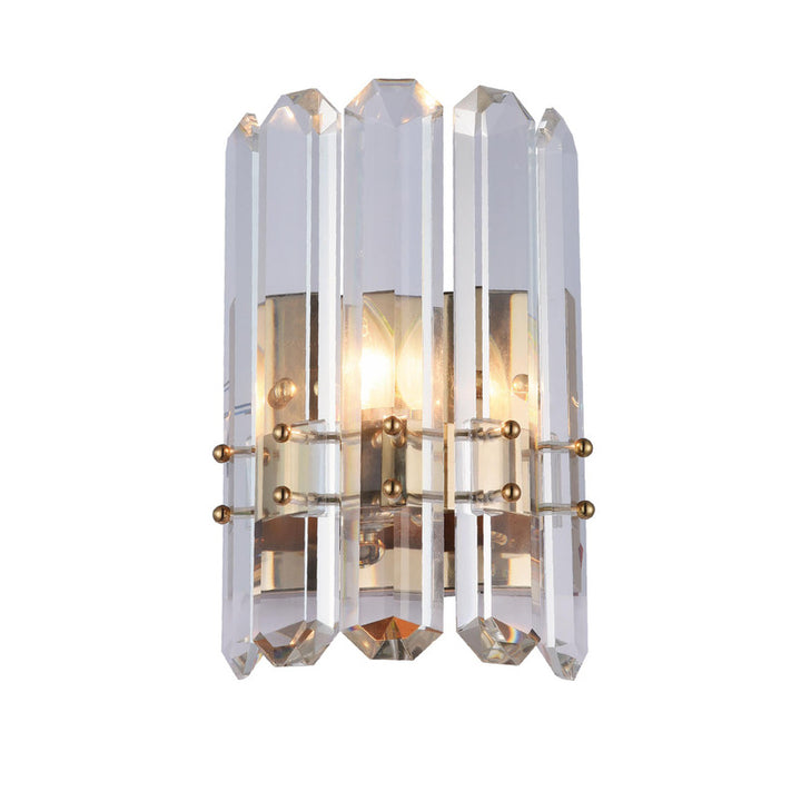 Frame Wall Sconce with Clear Crystal Plaques in Gold by Bethel