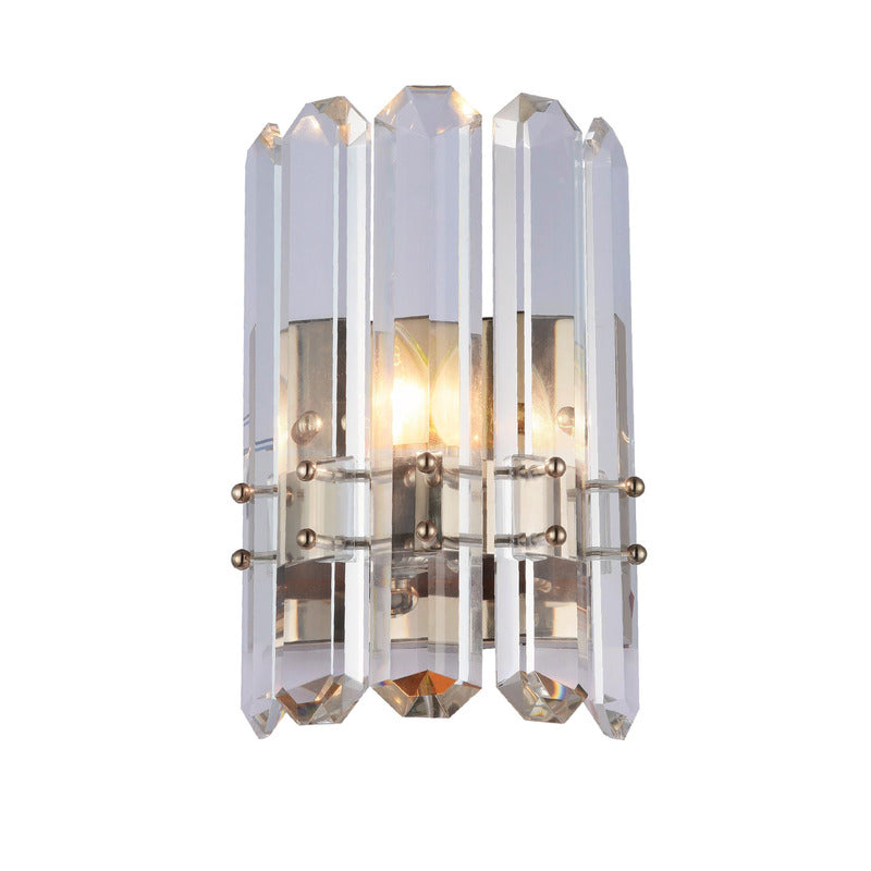 Frame Wall Sconce with Clear Crystal Plaques in Chrome by Bethel