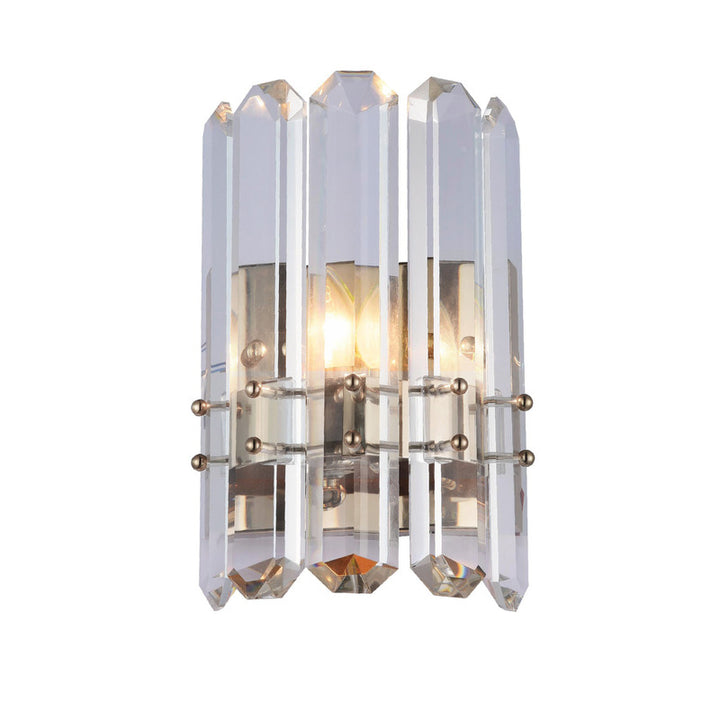 Frame Wall Sconce with Clear Crystal Plaques in Chrome by Bethel