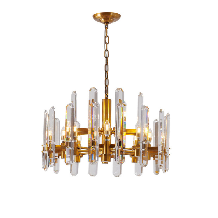 Two Tier Metal Frame Chandelier with Clear Crystal Plaques in Gold by Bethel