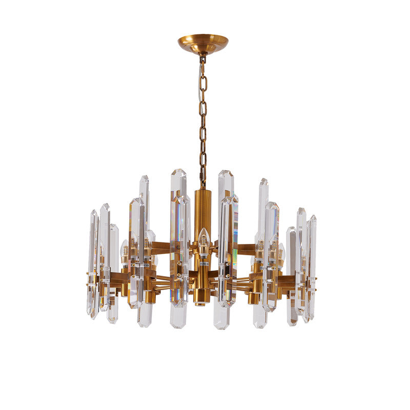 Two Tier Metal Frame Chandelier with Clear Crystal Plaques by Bethel - view 11