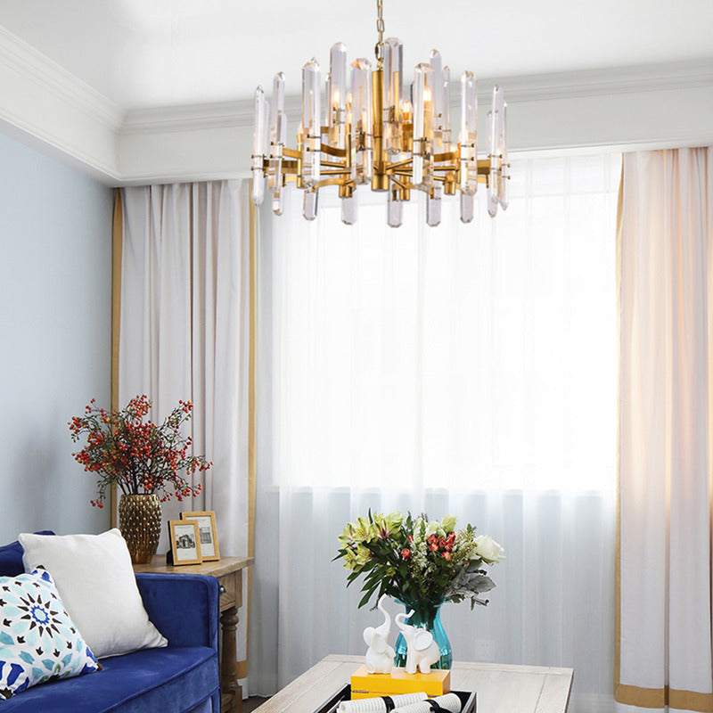 Two Tier Metal Frame Chandelier with Clear Crystal Plaques by Bethel - view 13