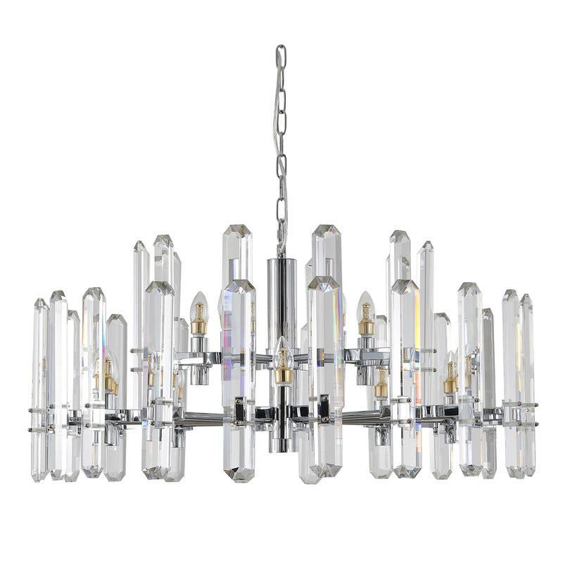 Two Tier Metal Frame Chandelier with Clear Crystal Plaques by Bethel - view 19