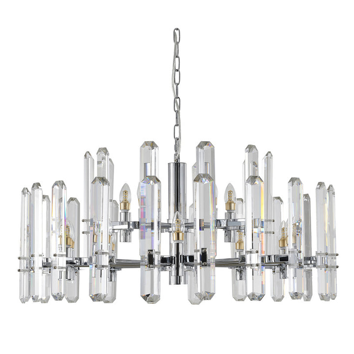 Two Tier Metal Frame Chandelier with Clear Crystal Plaques by Bethel - view 19