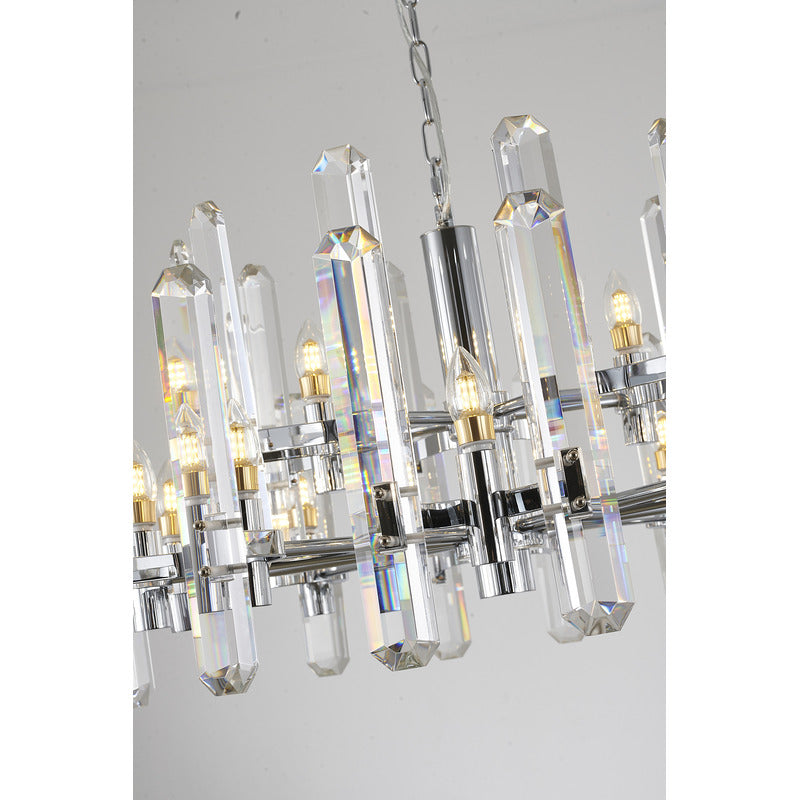 Two Tier Metal Frame Chandelier with Clear Crystal Plaques by Bethel - view 20