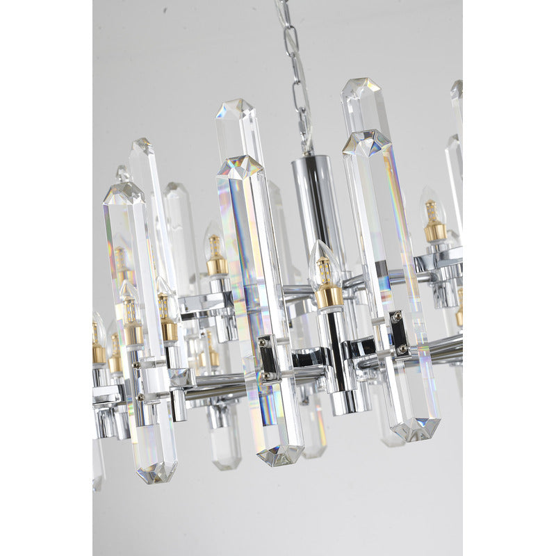 Two Tier Metal Frame Chandelier with Clear Crystal Plaques by Bethel - view 21