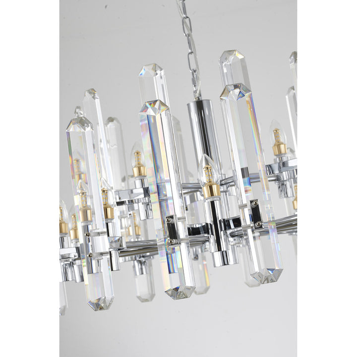 Two Tier Metal Frame Chandelier with Clear Crystal Plaques by Bethel - view 21