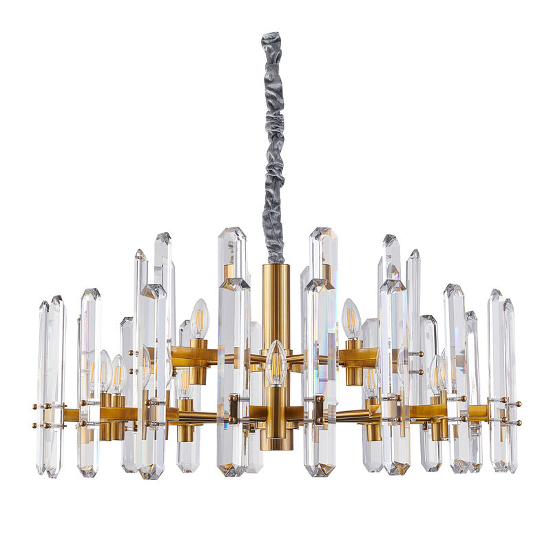 Two Tier Metal Frame Chandelier with Clear Crystal Plaques by Bethel - view 27
