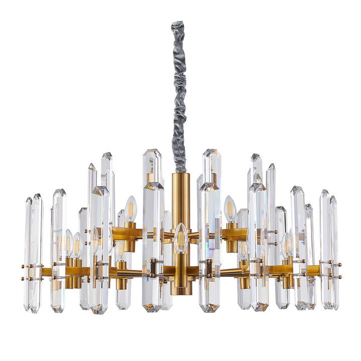 Two Tier Metal Frame Chandelier with Clear Crystal Plaques by Bethel - view 27