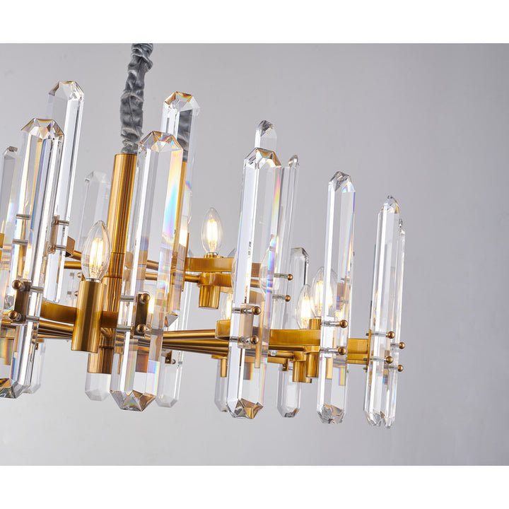 Two Tier Metal Frame Chandelier with Clear Crystal Plaques by Bethel - view 29
