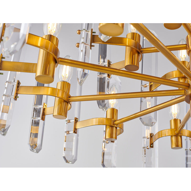 Two Tier Metal Frame Chandelier with Clear Crystal Plaques by Bethel - view 30