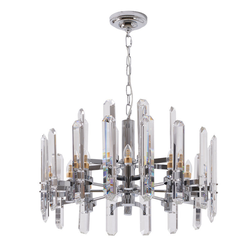 Two Tier Metal Frame Chandelier with Clear Crystal Plaques by Bethel - view 2