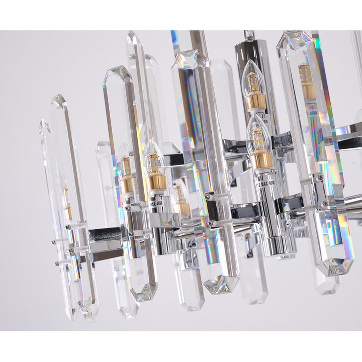 Two Tier Metal Frame Chandelier with Clear Crystal Plaques by Bethel - view 3