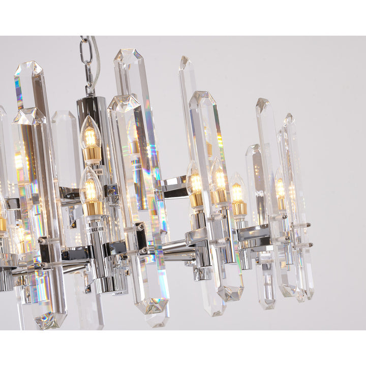 Two Tier Metal Frame Chandelier with Clear Crystal Plaques by Bethel - view 4