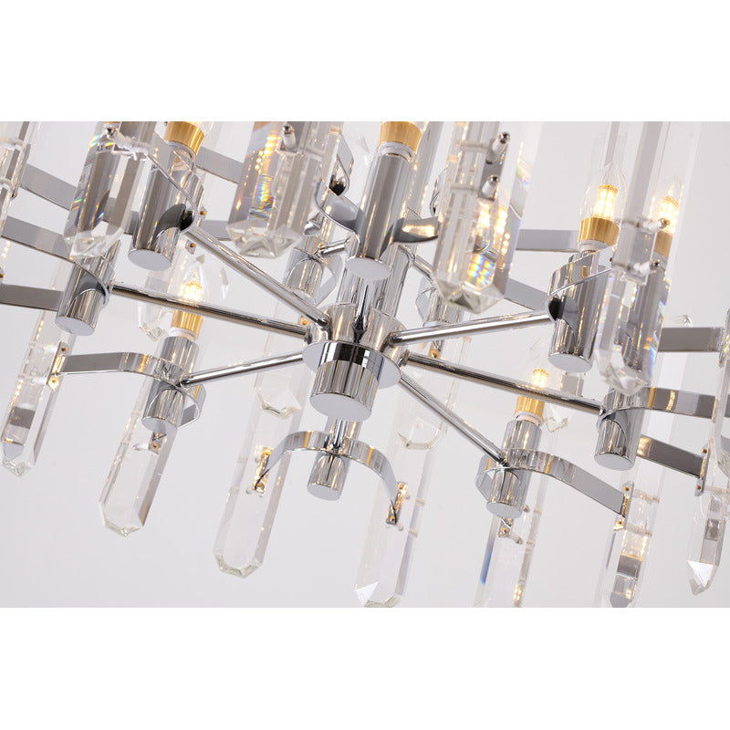 Two Tier Metal Frame Chandelier with Clear Crystal Plaques by Bethel - view 5