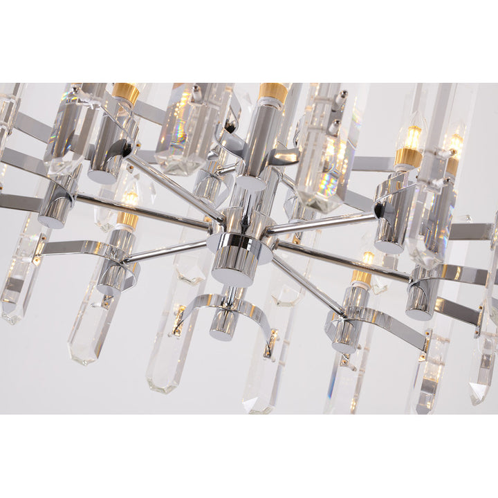 Two Tier Metal Frame Chandelier with Clear Crystal Plaques by Bethel - view 5