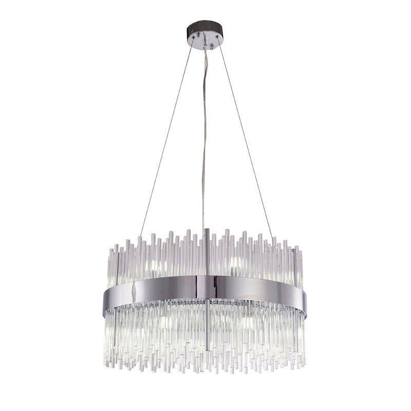 Halo Frame Chandelier with Clear Glass Rods in Chrome by Bethel