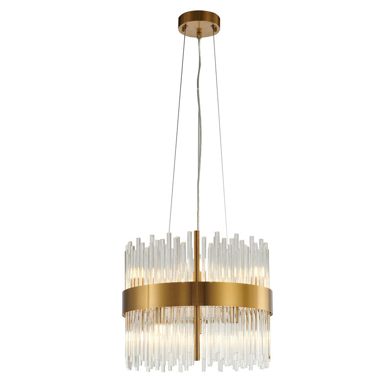Halo Frame Chandelier with Clear Glass Rods in Gold by Bethel