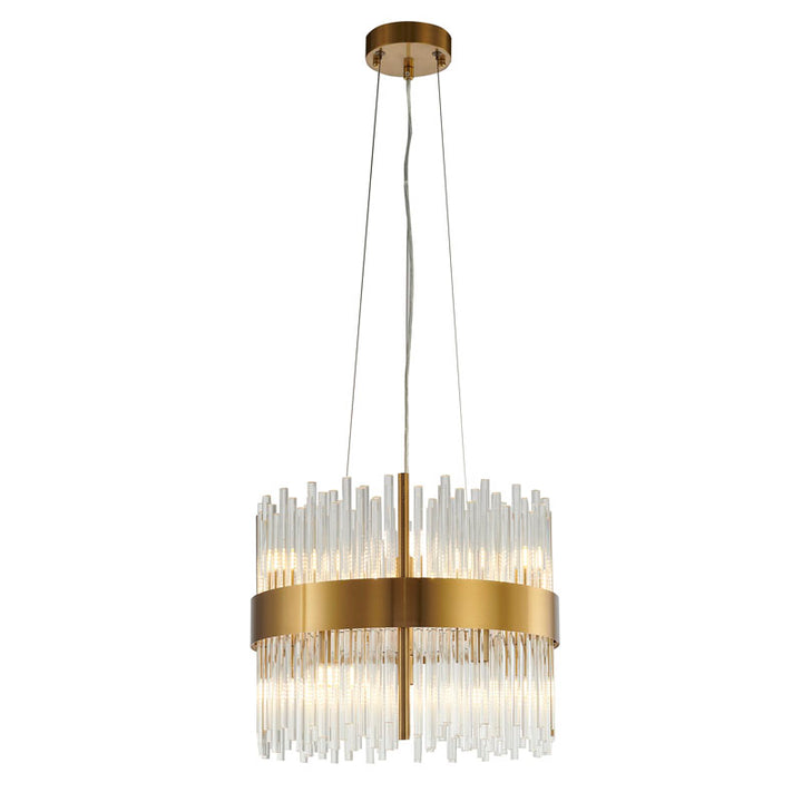 Halo Frame Chandelier with Clear Glass Rods in Gold by Bethel