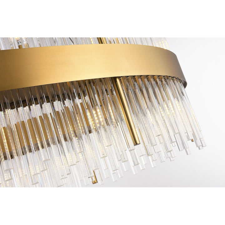 Halo Frame Chandelier with Clear Glass Rods in Gold by Bethel