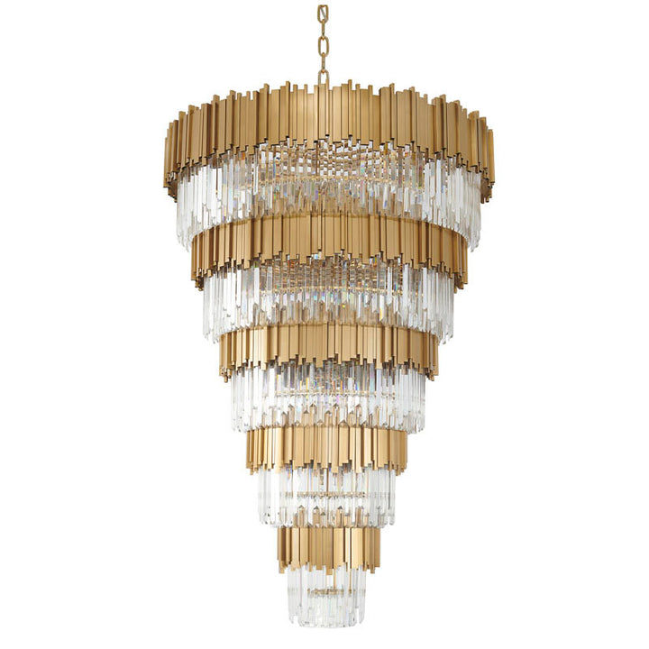 Five Tier Frame Chandelier with Clear Hanging Crystals (MU66) in Brass by Bethel