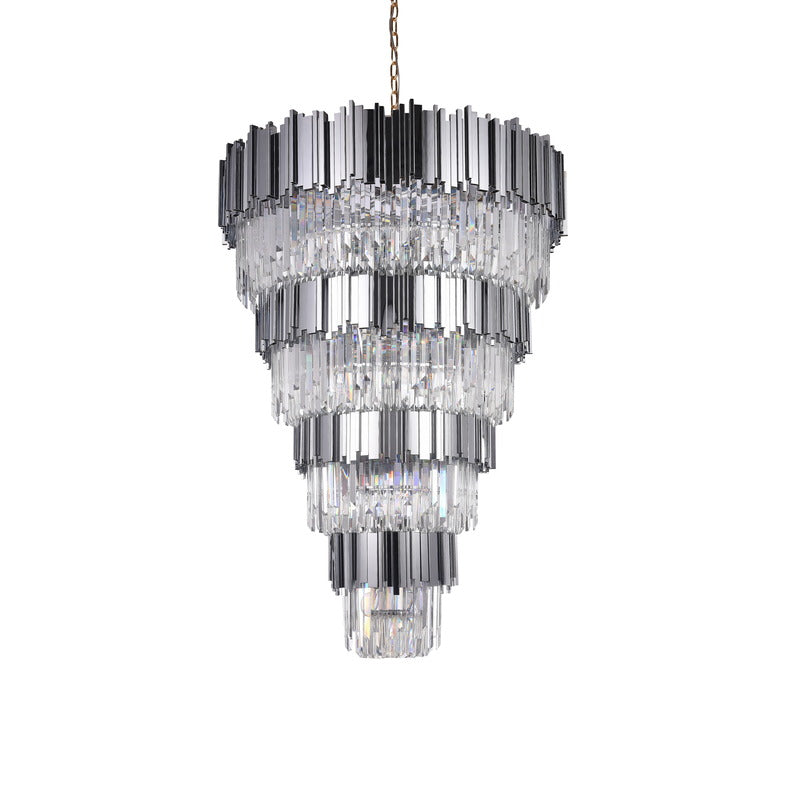 Five Tier Frame Chandelier with Clear Hanging Crystals (MU66) by Bethel - view 2