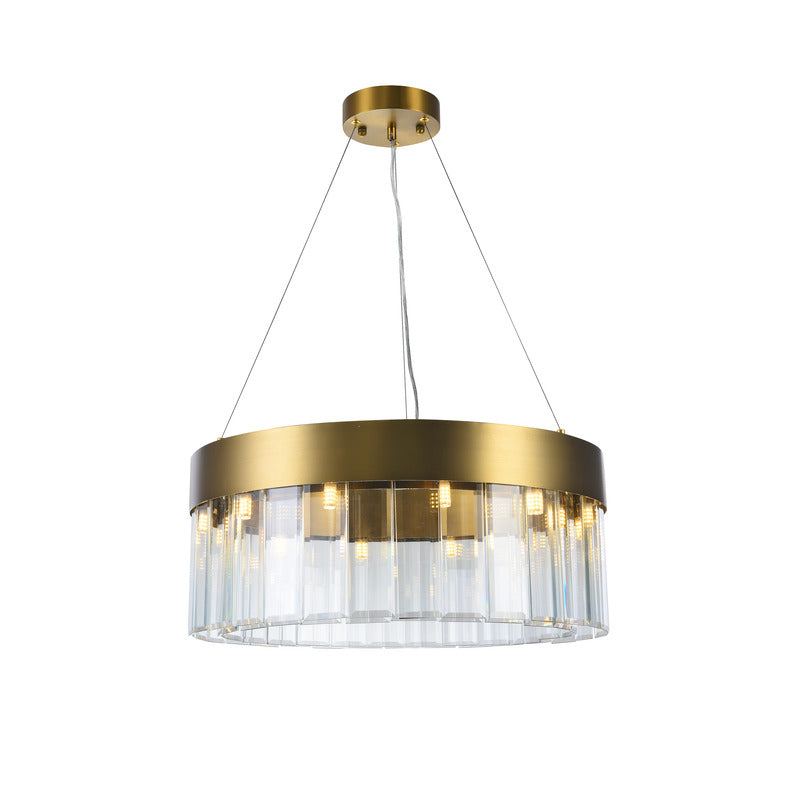 Frame Round Chandelier with Clear Crystal Hanging Drops in Gold by Bethel
