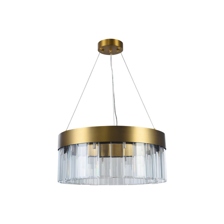 Frame Round Chandelier with Clear Crystal Hanging Drops by Bethel - view 9