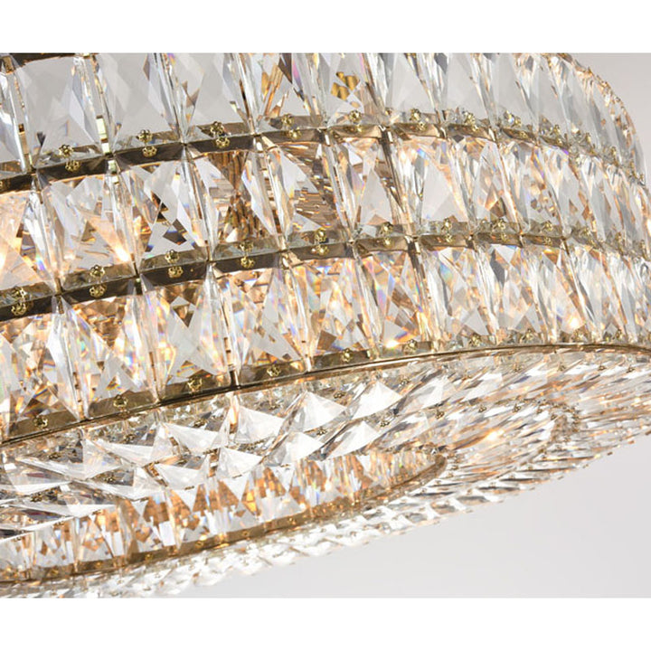 Triple Stacked Clear Crystal Halo Ring Chandelier with Gold Hardware by Bethel - view 3