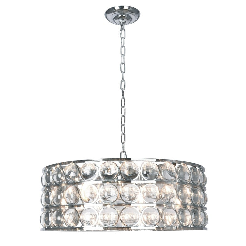 Drum Frame Chandelier with Clear Glass Balls in Chrome by Bethel