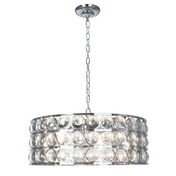 Drum Frame Chandelier with Clear Glass Balls in Chrome by Bethel