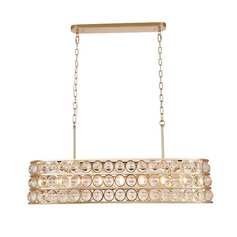 Gold Oval Frame Chandelier with Clear Magnifying Glass by Bethel