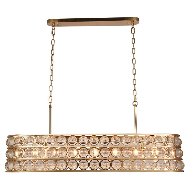 Frame Chandelier with Clear Glass Magnifying Accents in Gold by Bethel